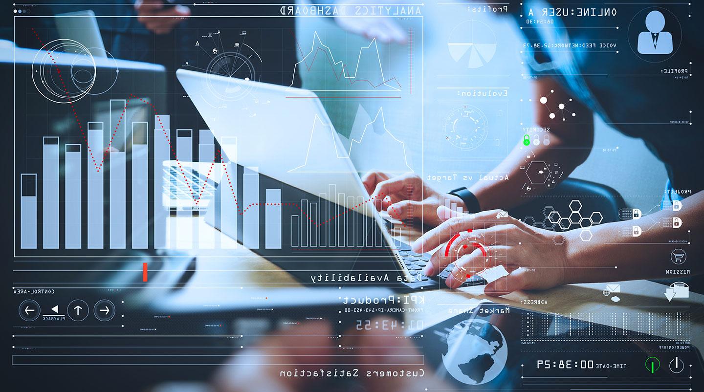 Intelligence (BI) and business analytics (BA) with key performance indicators (KPI) dashboard concept.创业编程团队. Website designer working digital tablet dock keyboard.