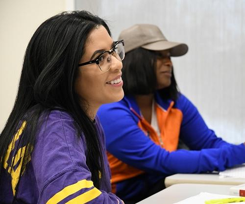 students in class smiling